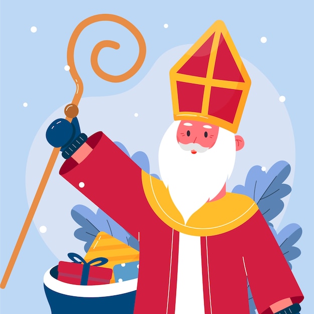 Vector ilustración plana para las vacaciones de sinterklaas.