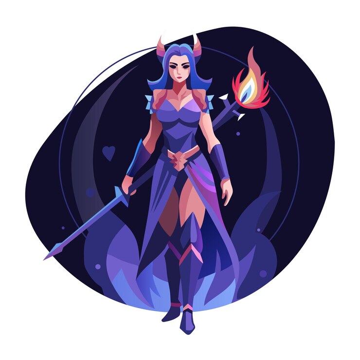 Vector una ilustración plana de un valiente espadachín