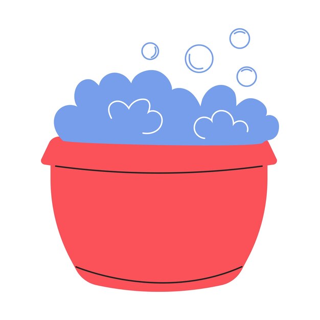 Ilustración plana de vector de cubo. Accesorios para el hogar.