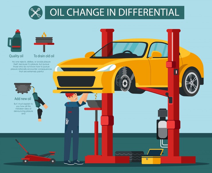 Vector ilustración plana del vector diferencial de cambio de aceite
