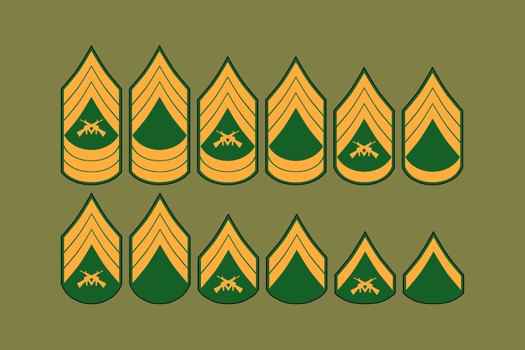 Vector ilustración plana de vector de diseño de rango alistado del ejército