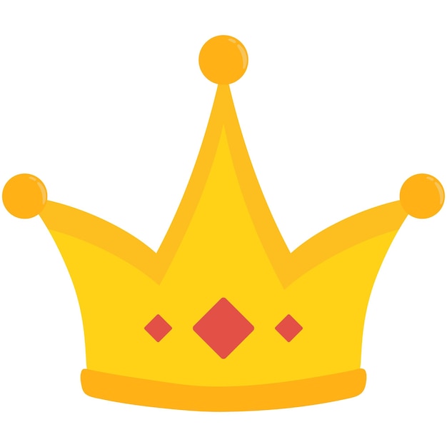 Ilustración plana del vector de emoji de la corona aislada en un fondo blanco