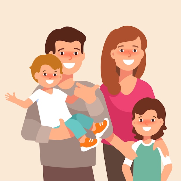 Ilustración plana vector de familia feliz