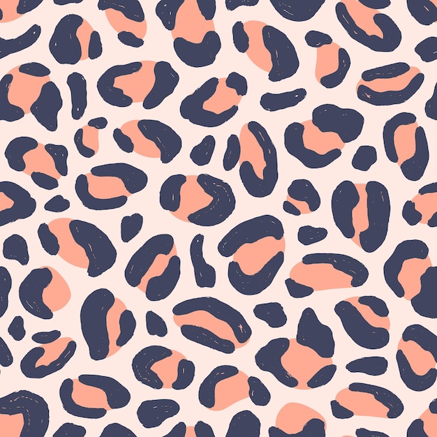 Ilustración plana de vector de patrón sin costuras con estampado animal brillante. Papel pintado de leopardo africano con manchas. Textura de piel de guepardo colorido. Elegante diseño textil exótico. Telón de fondo de depredador con estilo.