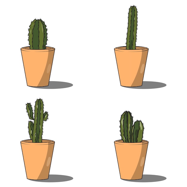 Ilustración plana de vector de planta de cactus combinada con colores modernos