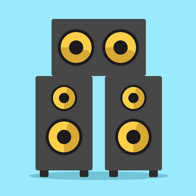Ilustración plana del vector del sistema de sonido