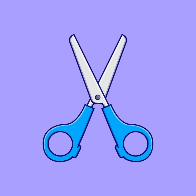 Ilustración plana de vector de tijeras azul fresco