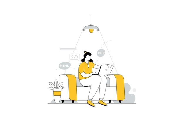 Ilustración plana de los vectores de los lenguajes de programación