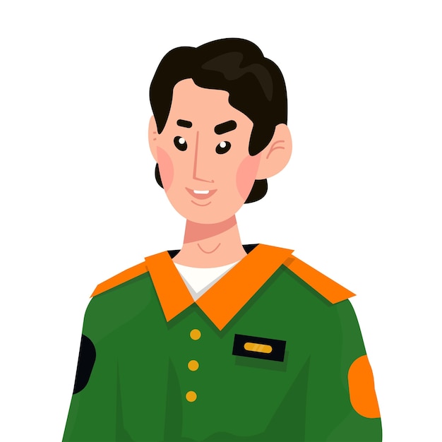 Ilustración plana vectorial del avatar asiático del policía oficial de aduanas hombre de control de seguridad