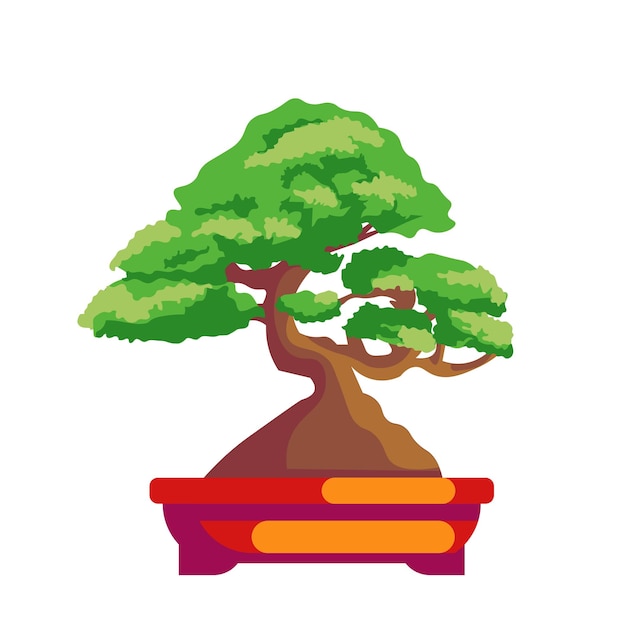 Ilustración plana vectorial Bonsai