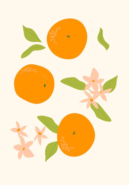 Ilustración plana vectorial de cartel de frutas vertical abstracto