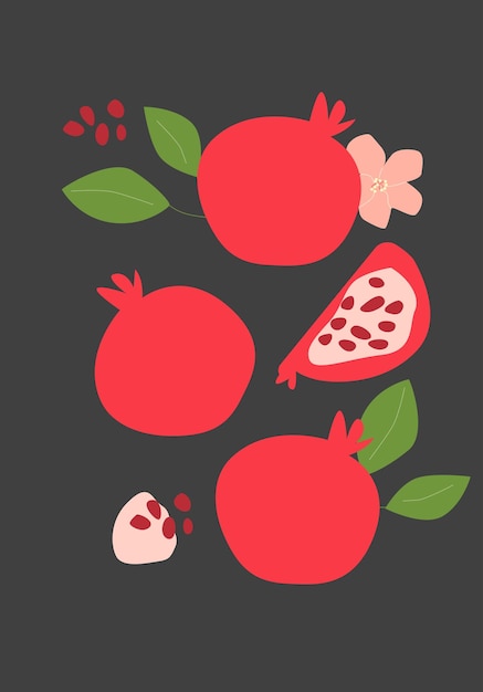 Ilustración plana vectorial de cartel de frutas vertical abstracto