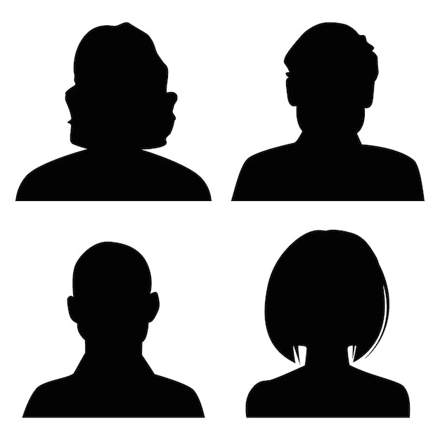 Ilustración plana vectorial en color negro Profilo de usuario Avatar imagen de perfil de icono de persona Adecuada para perfiles de redes sociales iconos protectores de pantalla y como plantilla