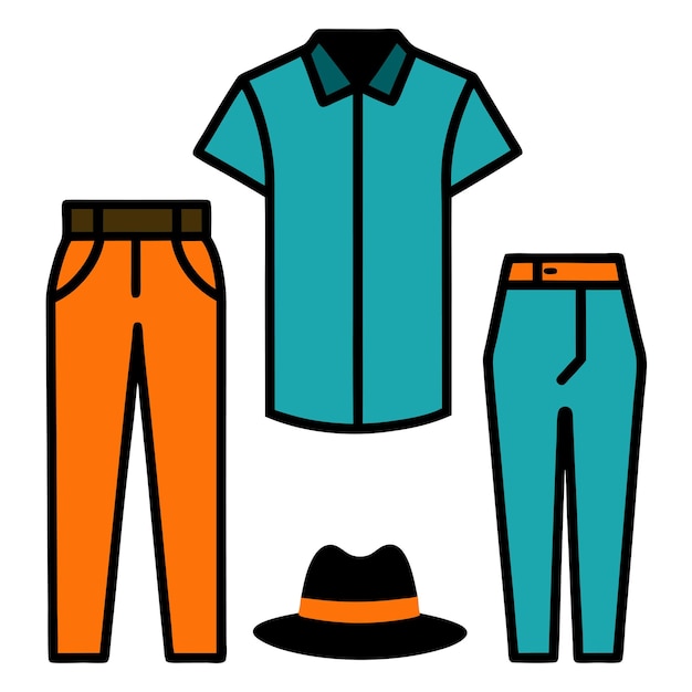 Ilustración plana vectorial Conjunto de iconos de artículos de moda