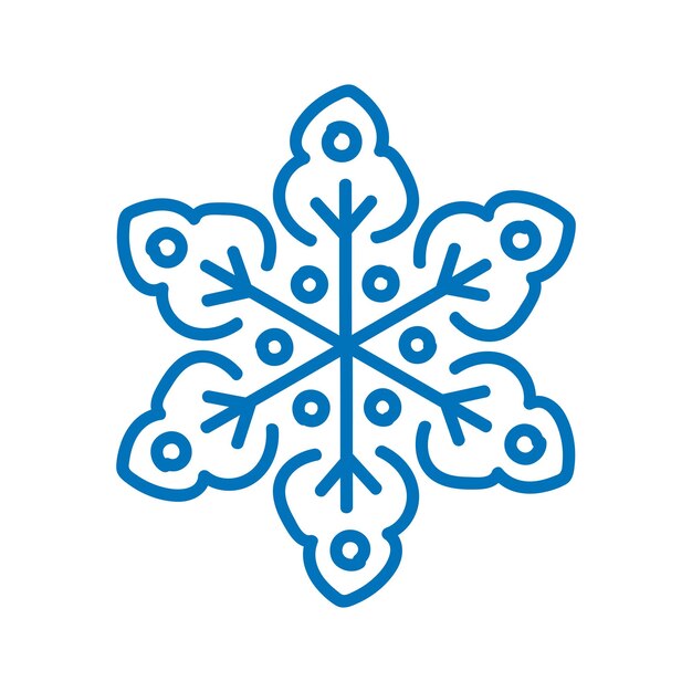 Ilustración plana vectorial de un copo de nieve dibujado a mano para la decoración de tarjetas de felicitación de año nuevo de Navidad