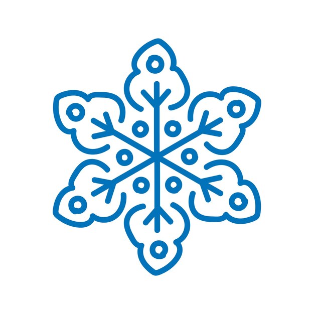 Vector ilustración plana vectorial de un copo de nieve dibujado a mano para la decoración de tarjetas de felicitación de año nuevo de navidad