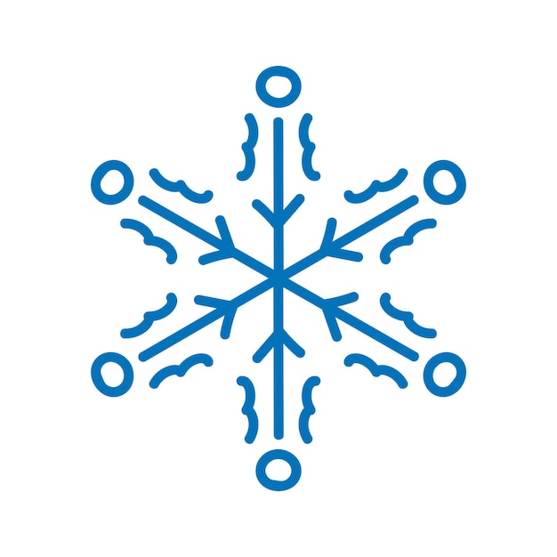 Vector ilustración plana vectorial de un copo de nieve dibujado a mano para la decoración de tarjetas de felicitación de año nuevo de navidad