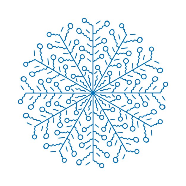 Vector ilustración plana vectorial de un copo de nieve dibujado a mano para la decoración de tarjetas de felicitación de año nuevo de navidad