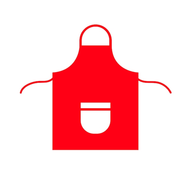 Ilustración plana vectorial de delantal rojo aislada sobre un fondo blanco