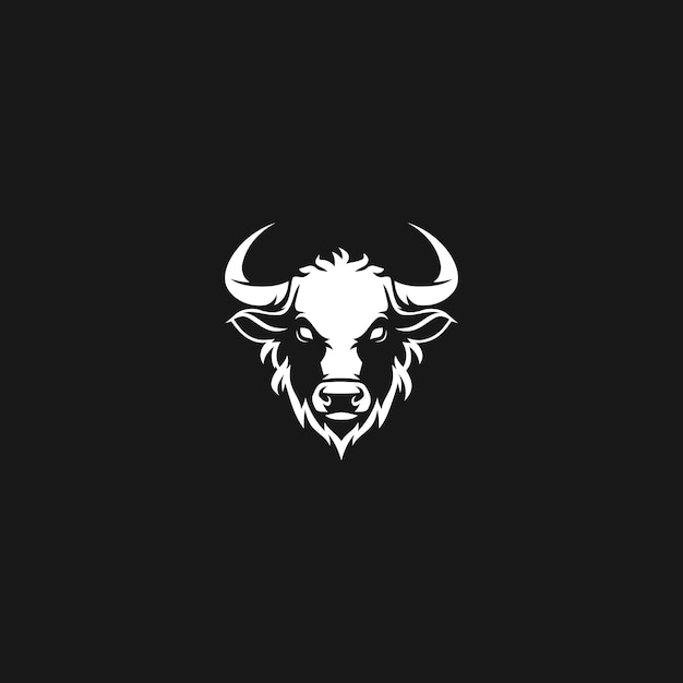 Ilustración plana vectorial del diseño del logotipo del búfalo