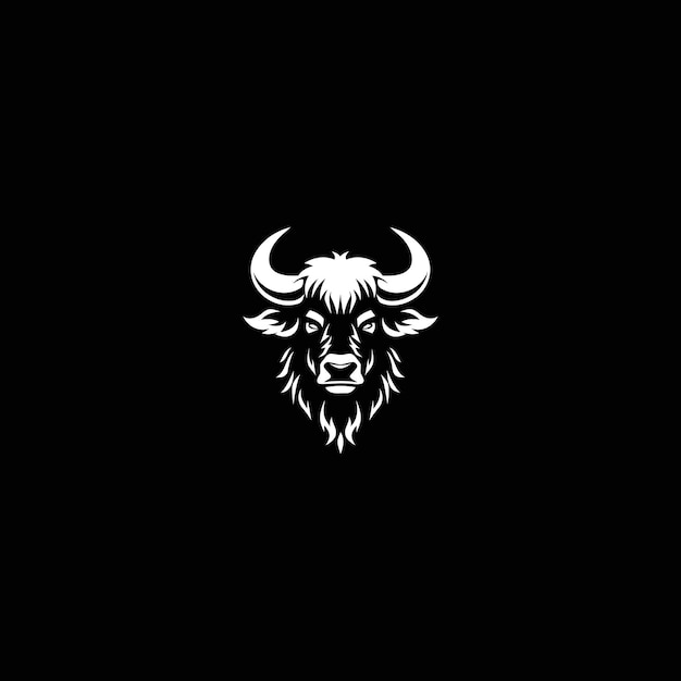 Ilustración plana vectorial del diseño del logotipo del búfalo
