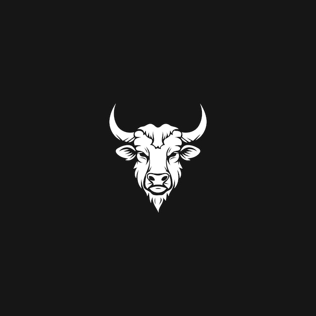 Ilustración plana vectorial del diseño del logotipo del búfalo