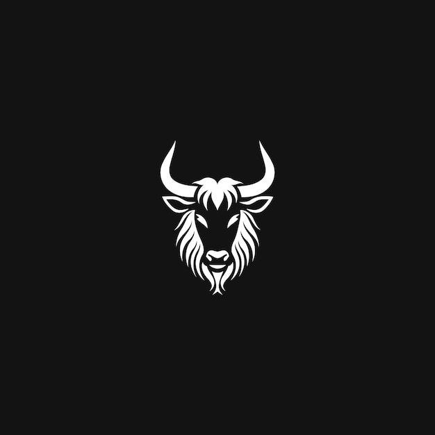 Ilustración plana vectorial del diseño del logotipo del búfalo