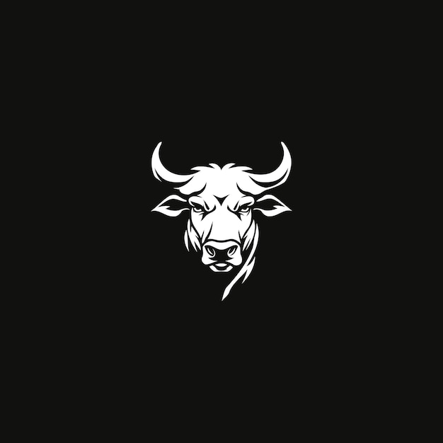 Ilustración plana vectorial del diseño del logotipo del búfalo
