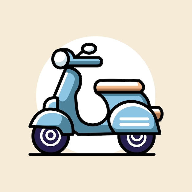 Ilustración plana vectorial del diseño de la Vespa