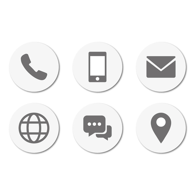 Ilustración plana vectorial en escala de gris Conjunto de íconos de comunicación adecuado para iconos de redes sociales, protectores de pantalla y como plantilla