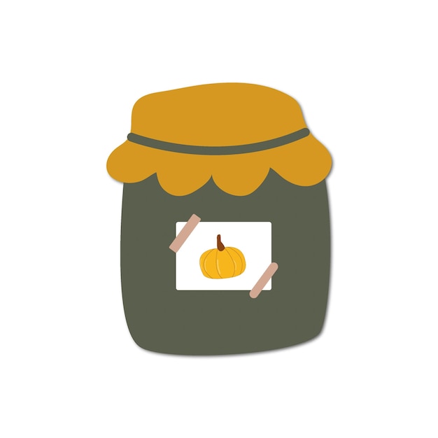 Ilustración plana vectorial icono de otoño lindo y acogedor para su diseño Ilustración de un frasco de mermelada aislado sobre un fondo blancox9xA