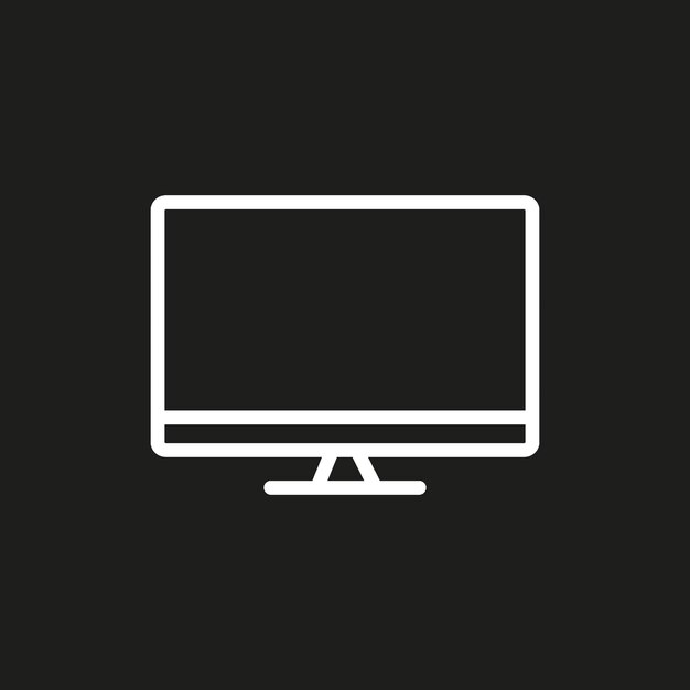 Ilustración plana vectorial Icono de TV blanco sobre un fondo negro El concepto de dispositivos electrónicos Adecuado para las redes sociales iconos protectores de pantalla y como plantilla