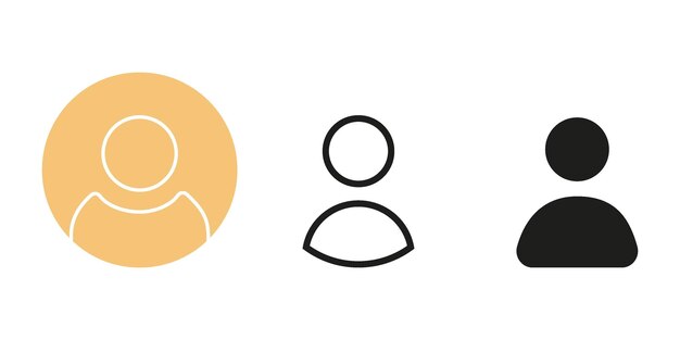 Ilustración plana vectorial Iconos en trazo de color amarillo y color negro Profilo de usuario de avatar Iconos de perfil de persona Apto para perfiles de redes sociales, protectores de pantalla y plantillasx9