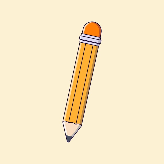 Ilustración plana vectorial con lápiz con goma de borrar