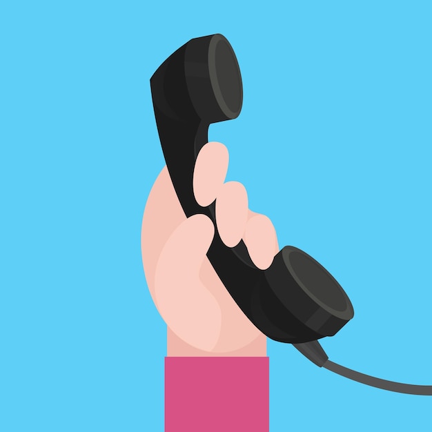 Ilustración plana vectorial de las manos humanas sosteniendo el teléfono