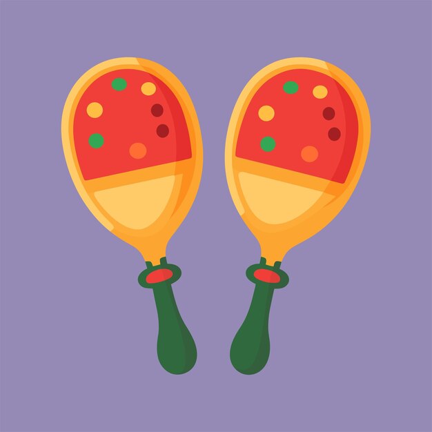 Ilustración plana vectorial de las maracas