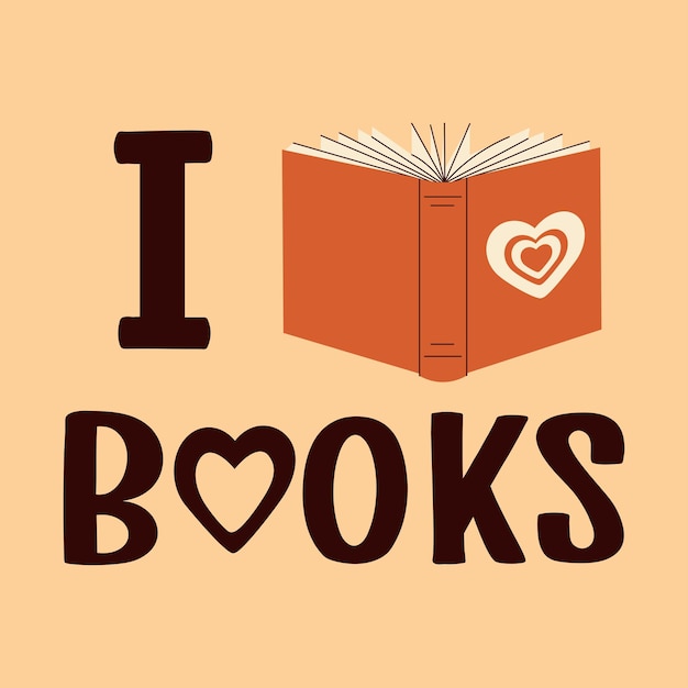Ilustración plana vectorial Me encantan los libros Me encanta leer Ilustración de libros