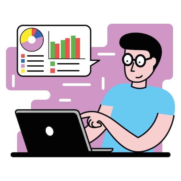 Ilustración plana vectorial del negocio digital