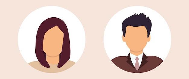 Ilustración plana vectorial perfil elegante de una mujer y un hombre perfil de usuario avatar persona icono silueta imagen de perfil adecuado para perfiles de redes sociales iconos protectores de pantalla y como un templatx9xA