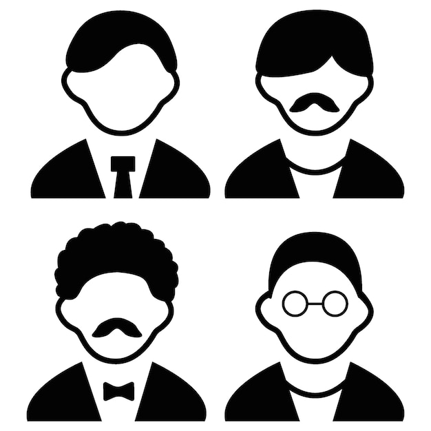 Ilustración plana vectorial Profilo de usuario Avatar imagen de perfil de icono de persona Cuatro personas Adecuado para perfiles de redes sociales iconos protectores de pantalla y como plantilla
