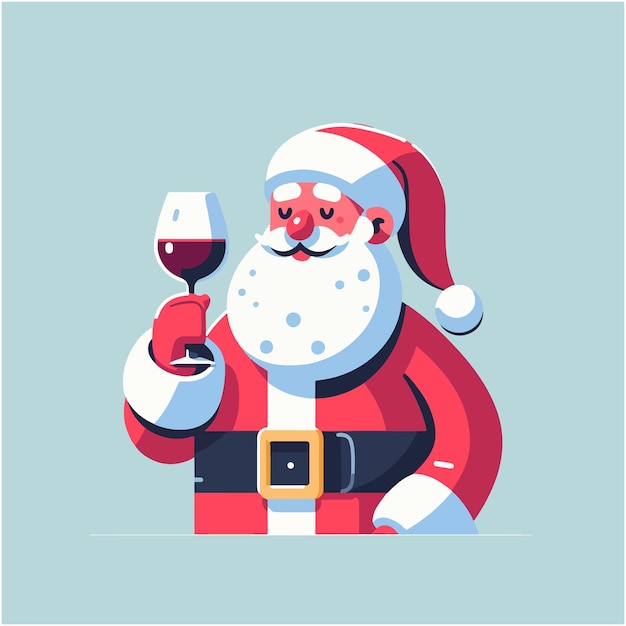 Ilustración plana vectorial de Santa Claus bebiendo el logotipo de Santa Claus generado por IA