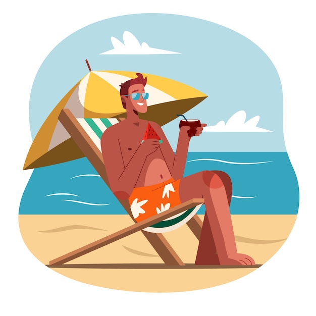 Ilustración plana para el verano.