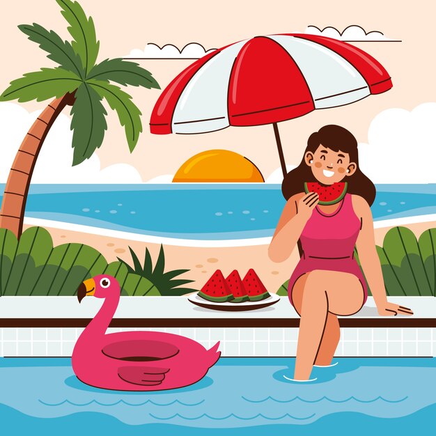 Ilustración plana para el verano.