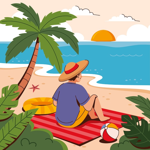 Ilustración plana para el verano.