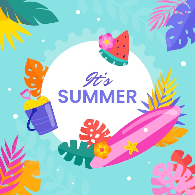 Ilustración plana para el verano.