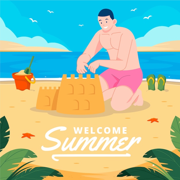Ilustración plana para el verano.