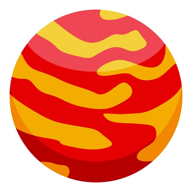 Ilustración del planeta rojo y amarillo girando en el espacio
