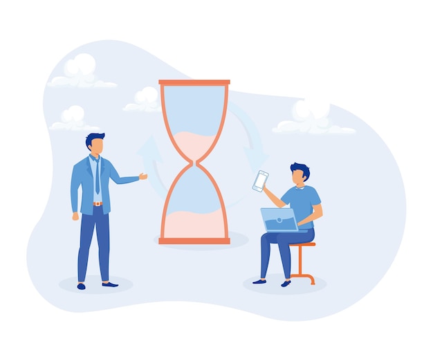 Ilustración de planificación de horarios. Concepto de gestión y organización del tiempo. Ilustración de vector plano