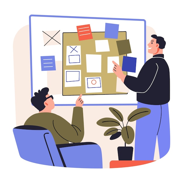 Ilustración de la planificación del proyecto en estilo plano