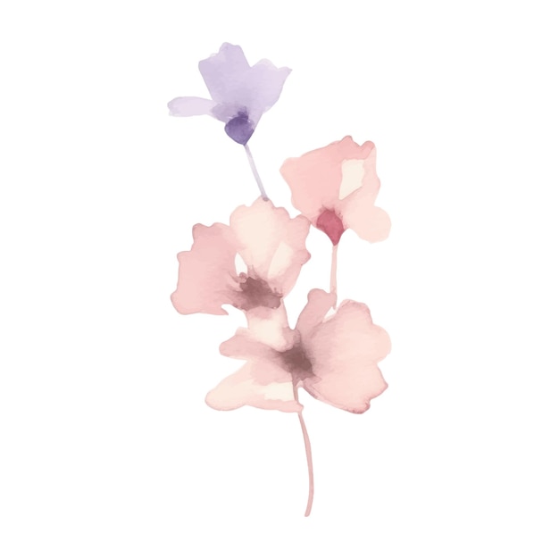 Ilustración de planta de flor de acuarela